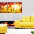 Bosque de otoño Imagen para la decoración de la pared / Paisaje de la puesta del sol Impresión de la foto en la lona / decoración casera Arte de la pared natural